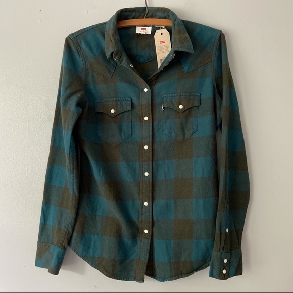 Levi's Tops - New Levi’s Blue Green Plaid Button Down Shirt - XS